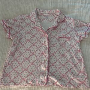 Love Shack Fancy x Roller Rabbit pink bow pajama top